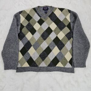 Allen Solly 100% Wool Shetland Knit V-neck Long Sleeve Sweater Men's Size XL